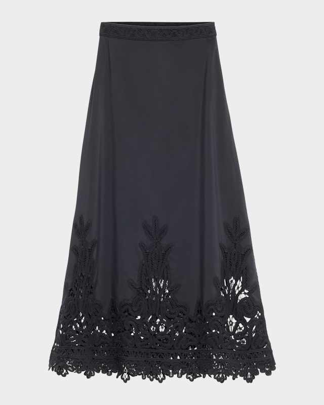 Karlyn A-Line Lace Trim Skirt
